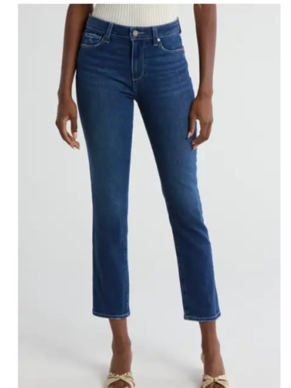 PAIGE Hoxton Slim Straight Jeans in Dori Distressed Size 24